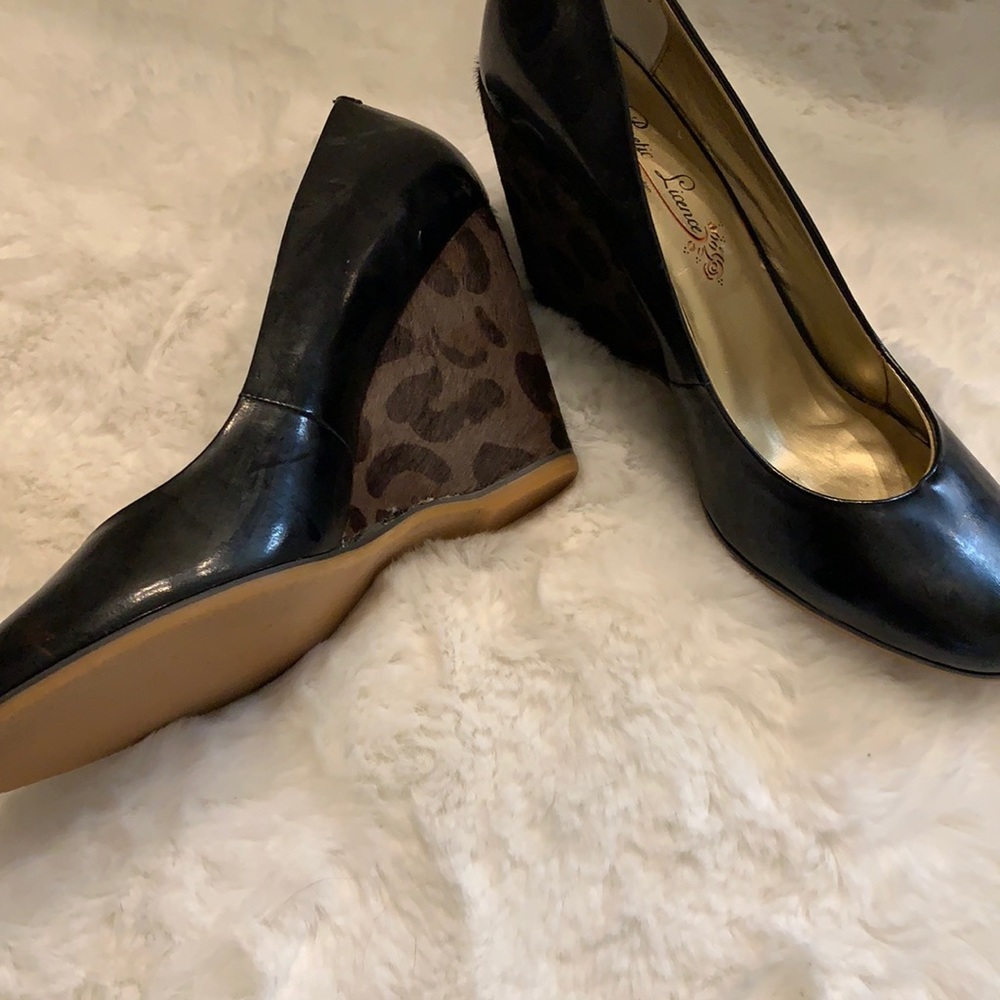 New Poetic Licence black wedge shoes pony hair 8.5